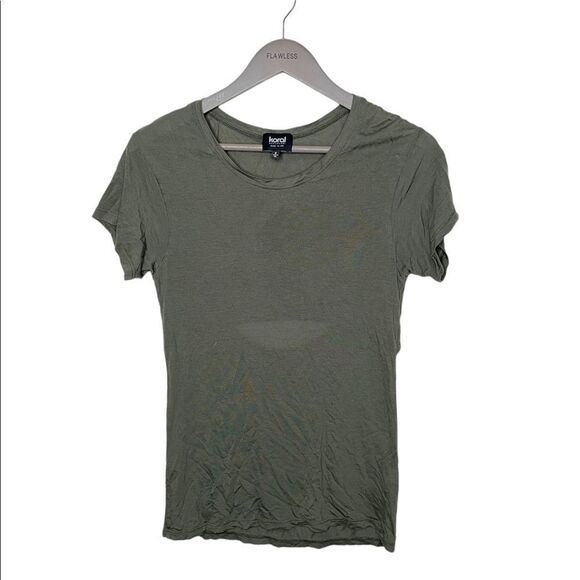 Koral Activewear Green Cut Out Back Short Sleeve Top - Picture 1 of 3